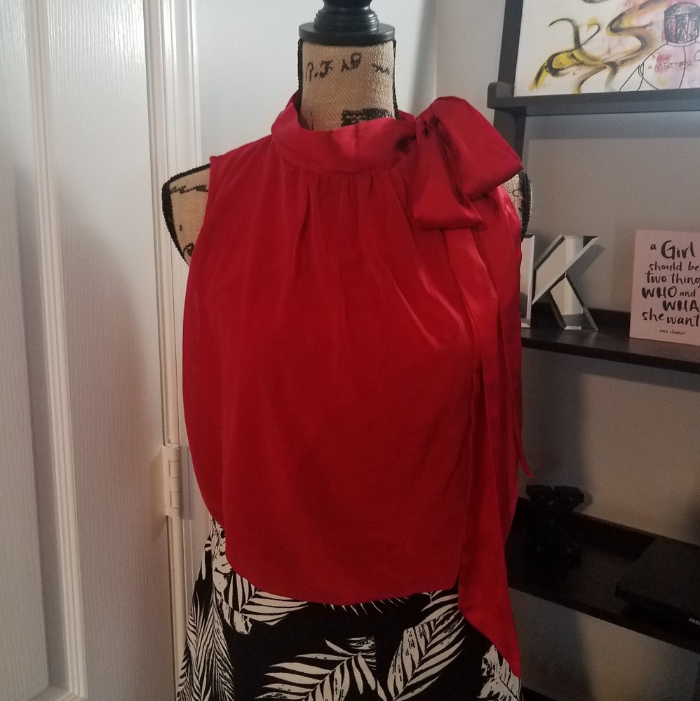Sassy in this Red Sleeveless Shirt